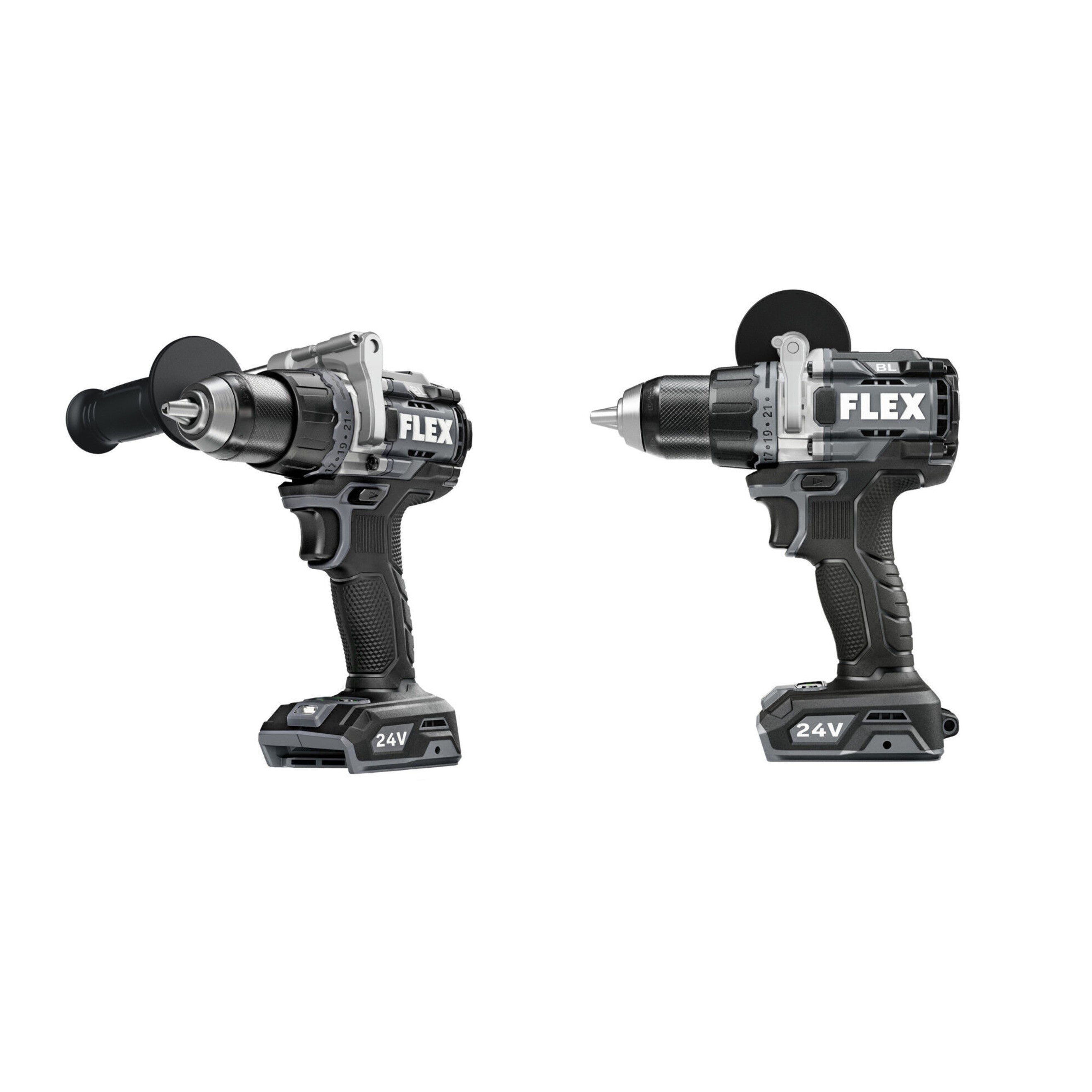 FLEX 24V 1/2-In. 2-Speed Hammer Drill With Turbo Mode Kit, (2 Batteries and a charger Included) FX1271T-2B