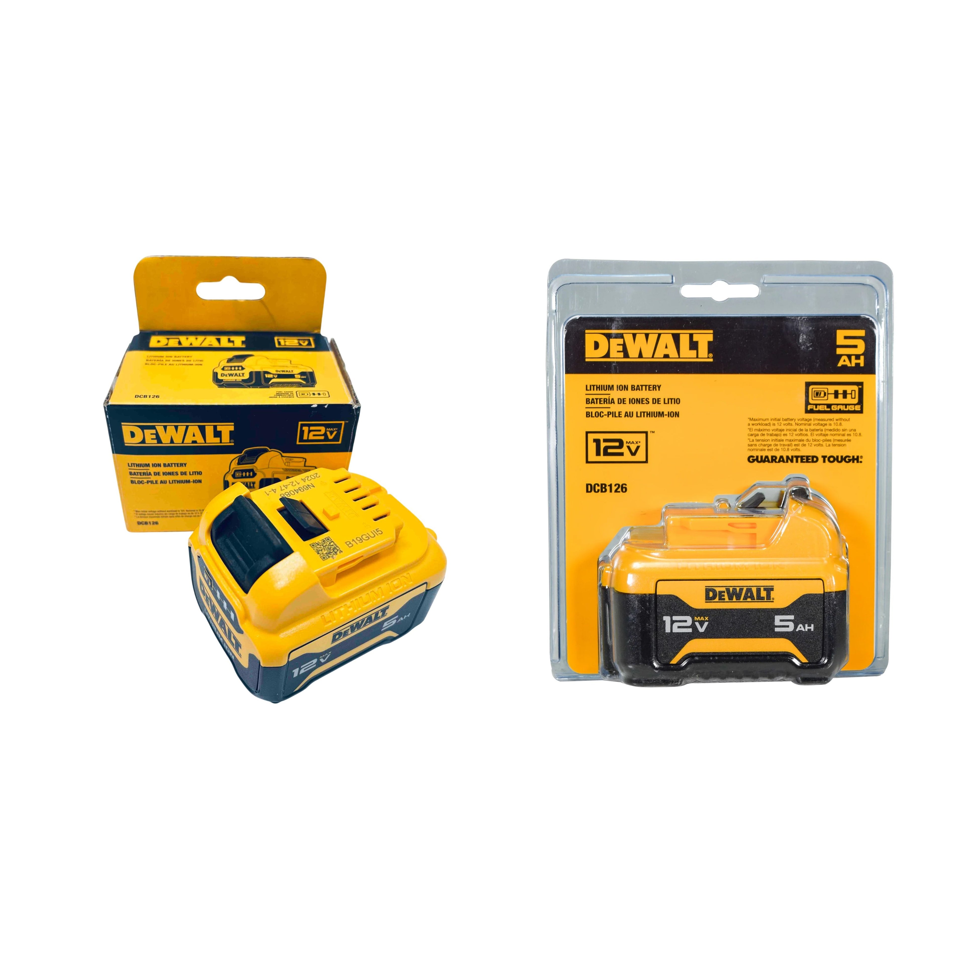 DEWALT 12V MAX 5Ah Lithium Ion Power Tool Battery Pack with Fuel Indicator (1  PACK) DCB126